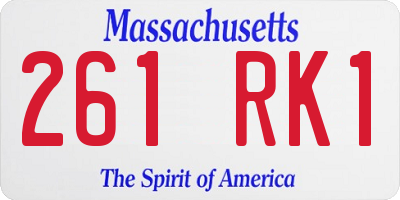 MA license plate 261RK1