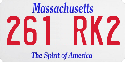 MA license plate 261RK2