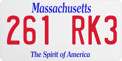 MA license plate 261RK3