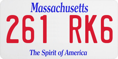 MA license plate 261RK6