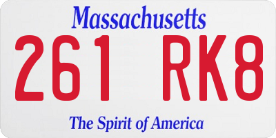 MA license plate 261RK8