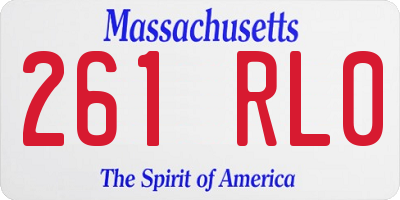 MA license plate 261RL0