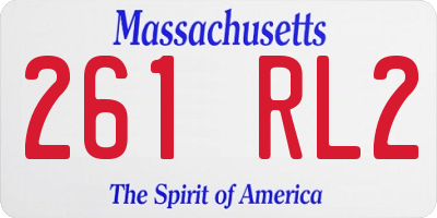 MA license plate 261RL2