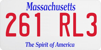 MA license plate 261RL3