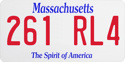 MA license plate 261RL4