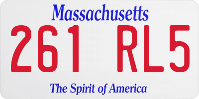 MA license plate 261RL5