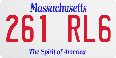 MA license plate 261RL6
