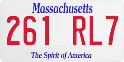 MA license plate 261RL7