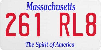 MA license plate 261RL8