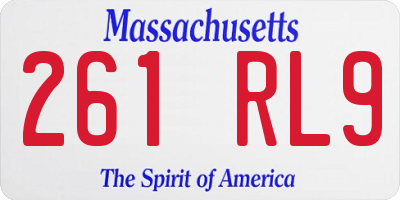 MA license plate 261RL9