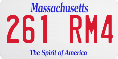 MA license plate 261RM4