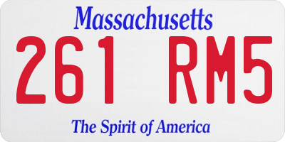MA license plate 261RM5
