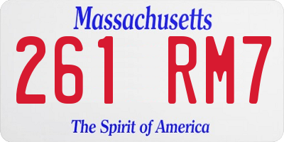 MA license plate 261RM7