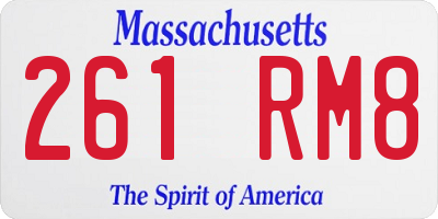 MA license plate 261RM8