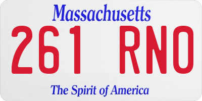 MA license plate 261RN0