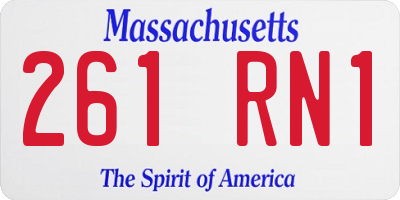 MA license plate 261RN1