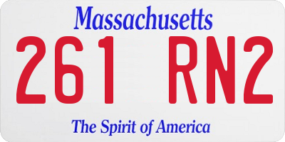 MA license plate 261RN2