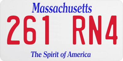 MA license plate 261RN4