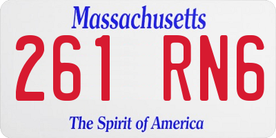 MA license plate 261RN6