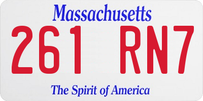 MA license plate 261RN7