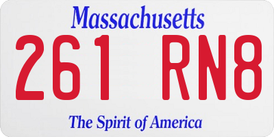 MA license plate 261RN8
