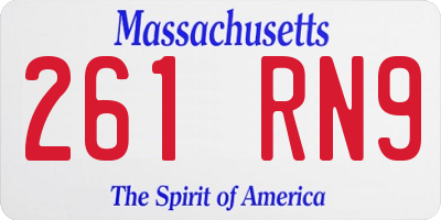 MA license plate 261RN9