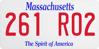 MA license plate 261RO2