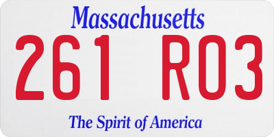 MA license plate 261RO3