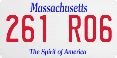 MA license plate 261RO6