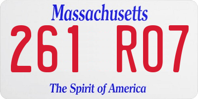MA license plate 261RO7