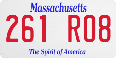 MA license plate 261RO8