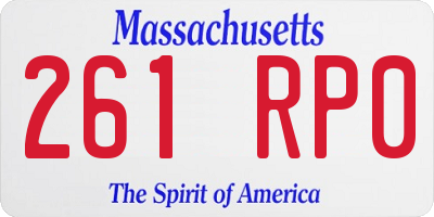 MA license plate 261RP0
