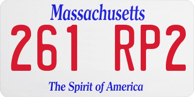 MA license plate 261RP2