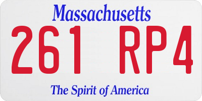 MA license plate 261RP4