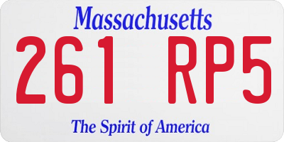 MA license plate 261RP5