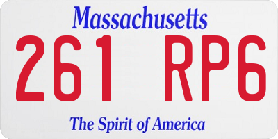 MA license plate 261RP6