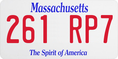 MA license plate 261RP7