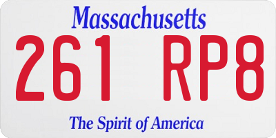 MA license plate 261RP8