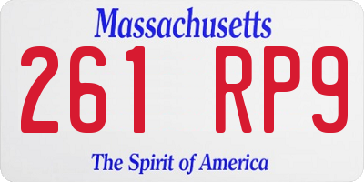MA license plate 261RP9