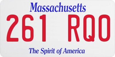 MA license plate 261RQ0
