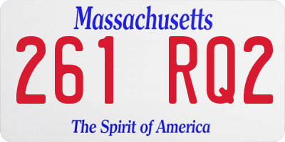 MA license plate 261RQ2