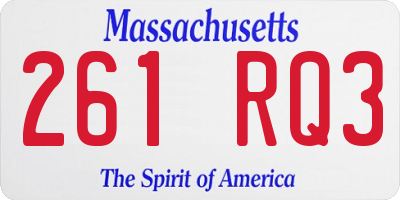 MA license plate 261RQ3