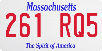 MA license plate 261RQ5