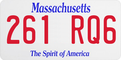 MA license plate 261RQ6