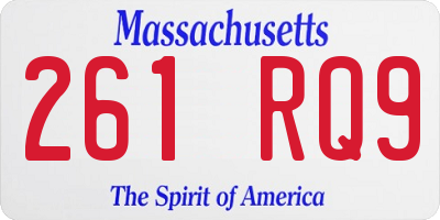 MA license plate 261RQ9