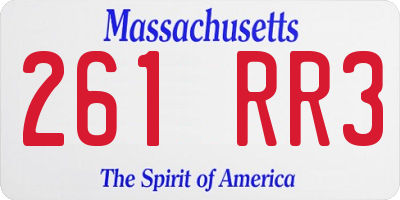 MA license plate 261RR3