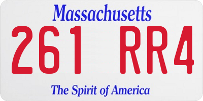 MA license plate 261RR4