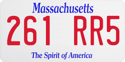 MA license plate 261RR5