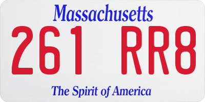 MA license plate 261RR8