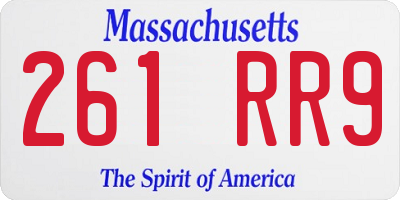 MA license plate 261RR9